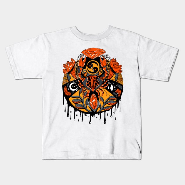 Orangrey Mystic Cancer Zodiac Kids T-Shirt by kenallouis